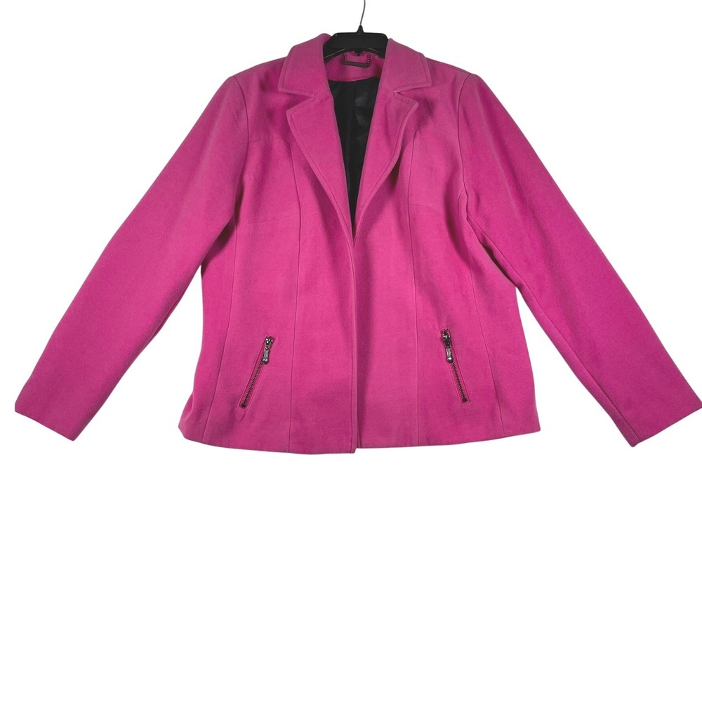 Tanjay Pink Open Front Blazer Jacket with Zipper Pockets Size 14 Career Business